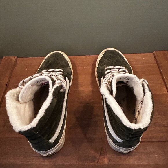 Vans Mens Dark Green Faux Fur Lined High Top Skateboard Shoes Size 6M/7.5W - Picture 5 of 11